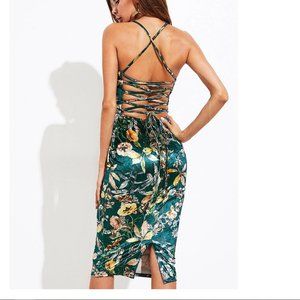 Shein Velvet Floral Stretchy Dress